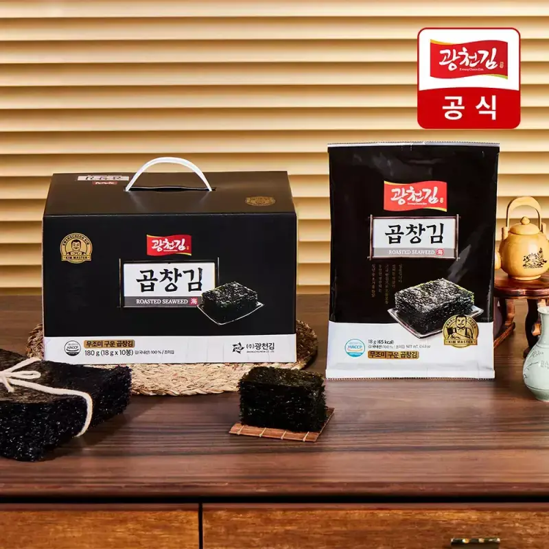 [광천김] 구운 곱창김 전장김 10봉 선물세트 (무조미김) / 수산대전20% 적용필수!