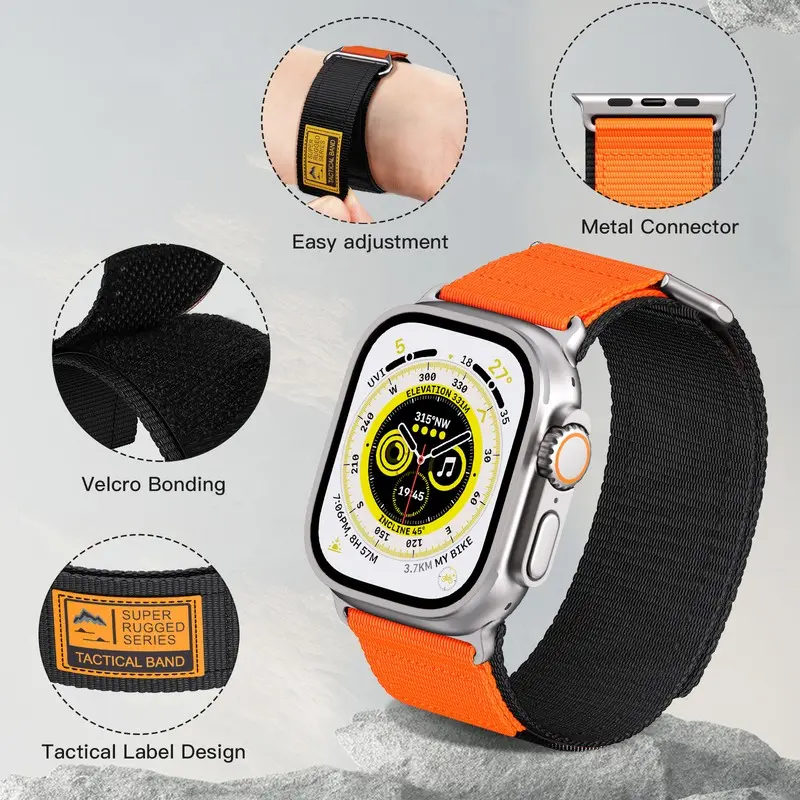 Apple Watch 밴드 용 스트랩 45mm 44mm 울트라 49mm 42mm 44 45mm 와이드 나일론 Iwatch 시리즈 9 Se 8