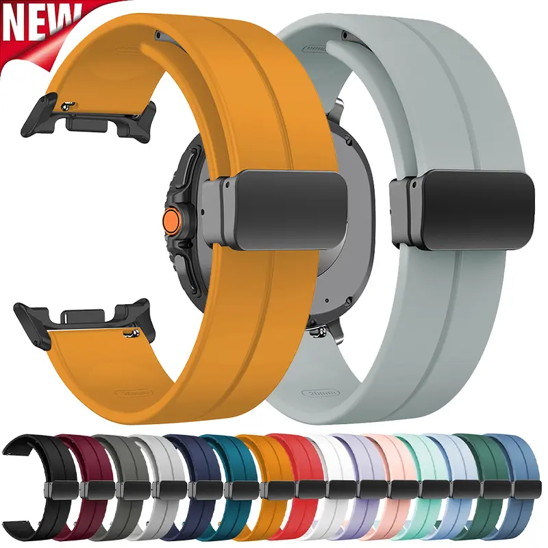 삼성 갤럭시 워치 8 40mm 44mm 8Classic 46mm용 실리콘 스트랩, 갤럭시 워치 울트라 2025 47mm용 마그네틱 버클 밴드