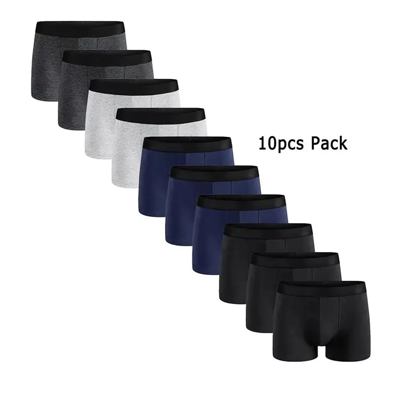 10Pcs 남성용 복서 및 브리프 패션 속옷 하이 스트레치 복서 및 브리프 반바지 통기성 부드러운 남성용 반바지 편안한