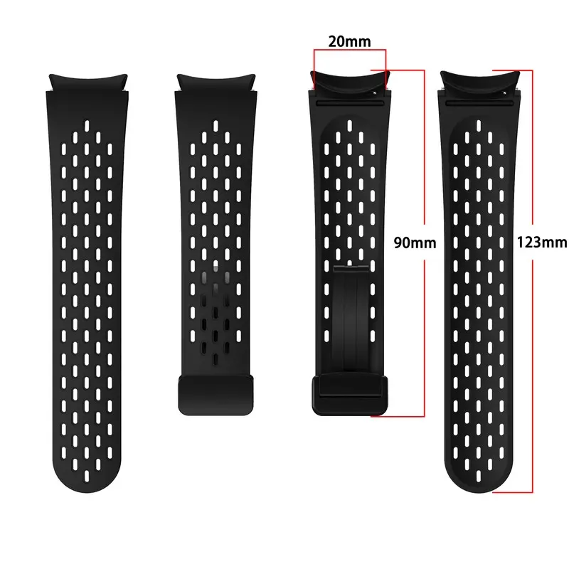 삼성 갤럭시 시계 용 실리콘 스트랩 7 6 5 4 40mm 44mm 5 Pro 45mm 마그네틱 버클 밴드 6 클래식 43mm 47mm 간격