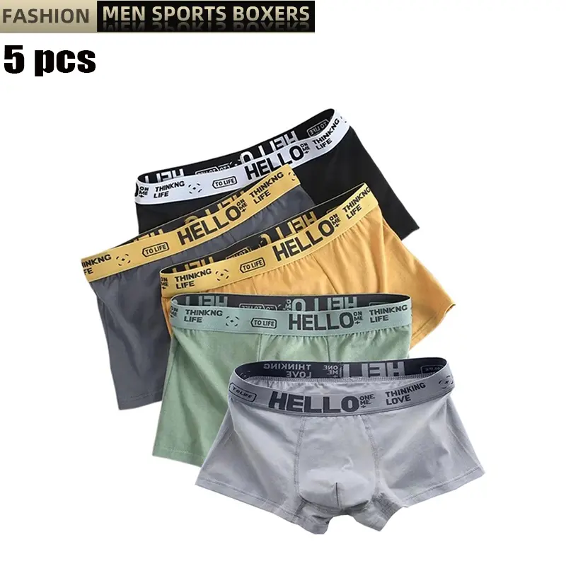 5PC 남성 속옷 남성 복서 섹시한 속옷 편안한 통기성 패션 소년 팬티 속옷 복서 반바지 남성
