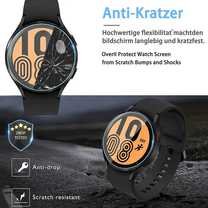 삼성 갤럭시 시계 5 프로/5/4용 강화 유리 갤럭시 시계 5 프로/5/4 Smartwatch용 40mm 44mm 화면 보호기 긁힘 방지
