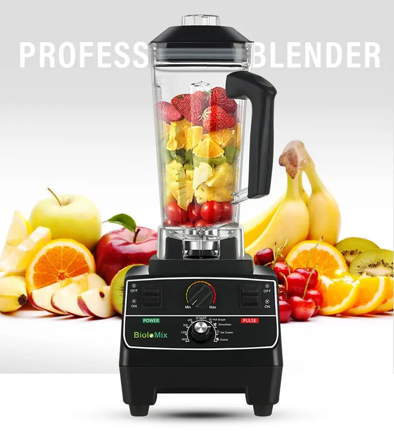 BioloMix BPA 프리 전문가용 스마트 타이머 사전 프로그램 블렌더 믹서 쥬서, 2L 병 2200W, 아이스 스무디 크러셔