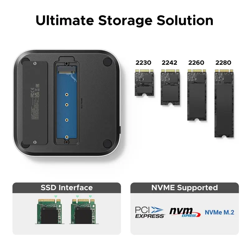 UGREEN USB 허브 도킹 스테이션 (Mac Mini M4/M5/M6용) M.2 NVMe SSD 8TB 최대 10Gbps USB-A&C