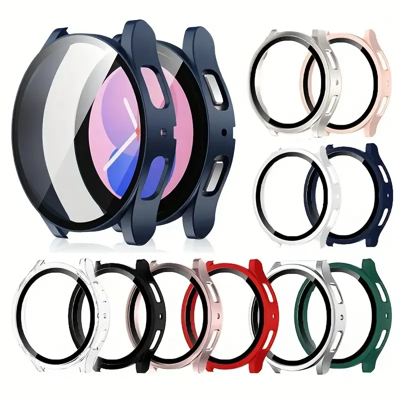 PC Case+Tempered Glass for Samsung Galaxy Watch 7/6/5/4 cover 44mm 40mm Full