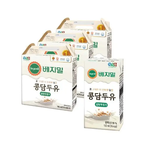 베지밀 무가당 콩담두유 190ml x 48팩