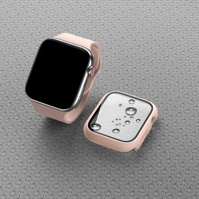강화 유리 + 케이스 Apple Watch 38mm 40mm 41mm 42mm 44mm 45mm 46mm 화면 보호기 보호 커버 iWatch