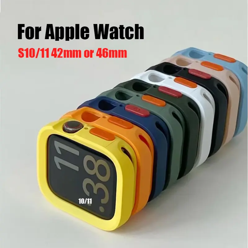애플워치 11 10 9 8 7 6 SE 5용 범퍼 소프트 실리콘 케이스, iwatch 49mm 41mm 42mm 46mm 40mm 44mm