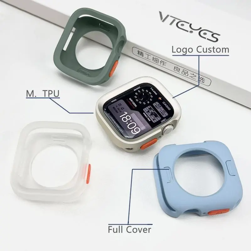 애플워치 11 10 9 8 7 6 SE 5용 범퍼 소프트 실리콘 케이스, iwatch 49mm 41mm 42mm 46mm 40mm 44mm