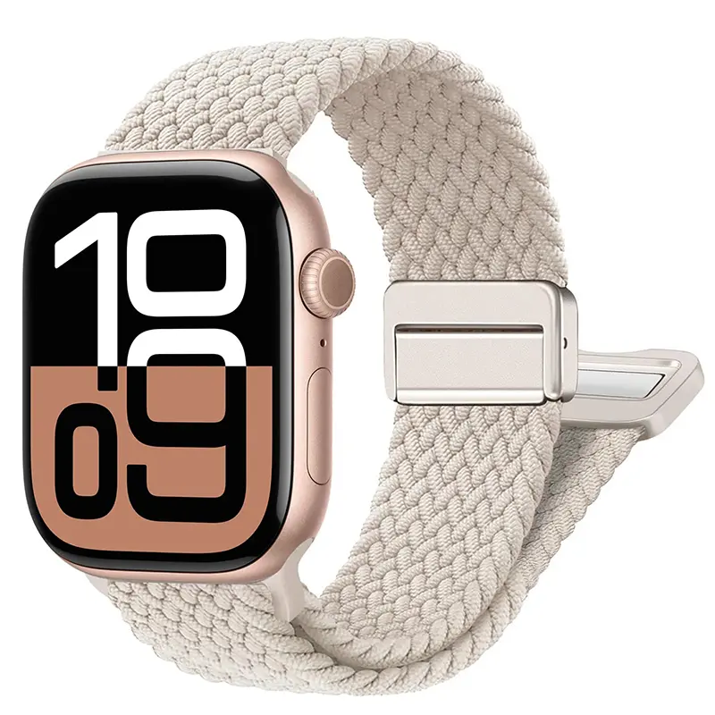Apple Watch 스트랩 용 땋은 밴드 44mm 40mm 45mm 46mm 49mm 41mm 38 자기 나일론 팔찌 iWatch 시리즈