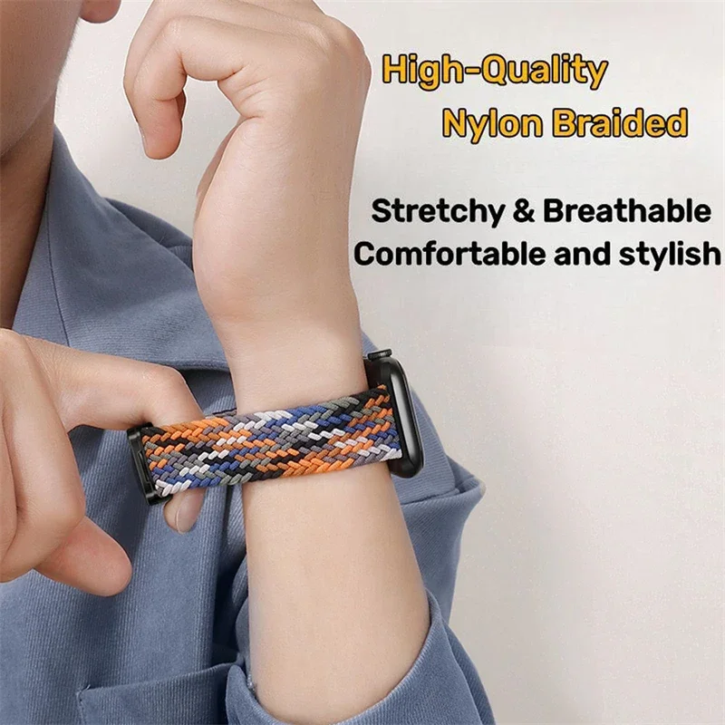 Apple Watch 스트랩 용 땋은 밴드 44mm 40mm 45mm 46mm 49mm 41mm 38 자기 나일론 팔찌 iWatch 시리즈