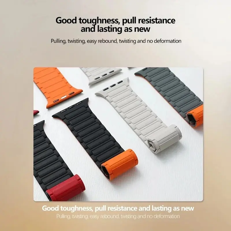 애플 워치 밴드용 마그네틱 루프 실리콘 팔찌, iWatch 시리즈 9 8 7 6 5 4 3 Se 울트라 2 스트랩, 44mm, 40mm