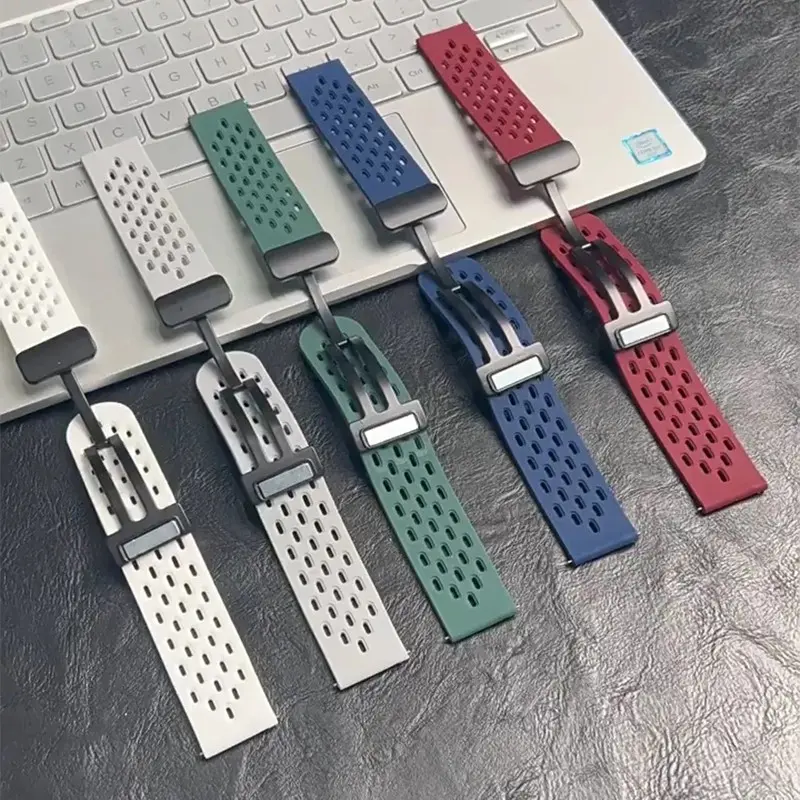삼성 갤럭시 워치 4 5 6 7 4/6 클래식/액티브2용 22mm 20mm 자석 스트랩, 아마즈핏 빕 3 화웨이 GT7 프로 GT6용 실리콘
