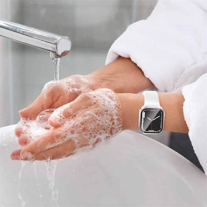 유리 + 커버 Apple Watch 케이스 9 8 7 6 SE 5 iWatch Accessorie 화면 보호기 Apple watch 시리즈
