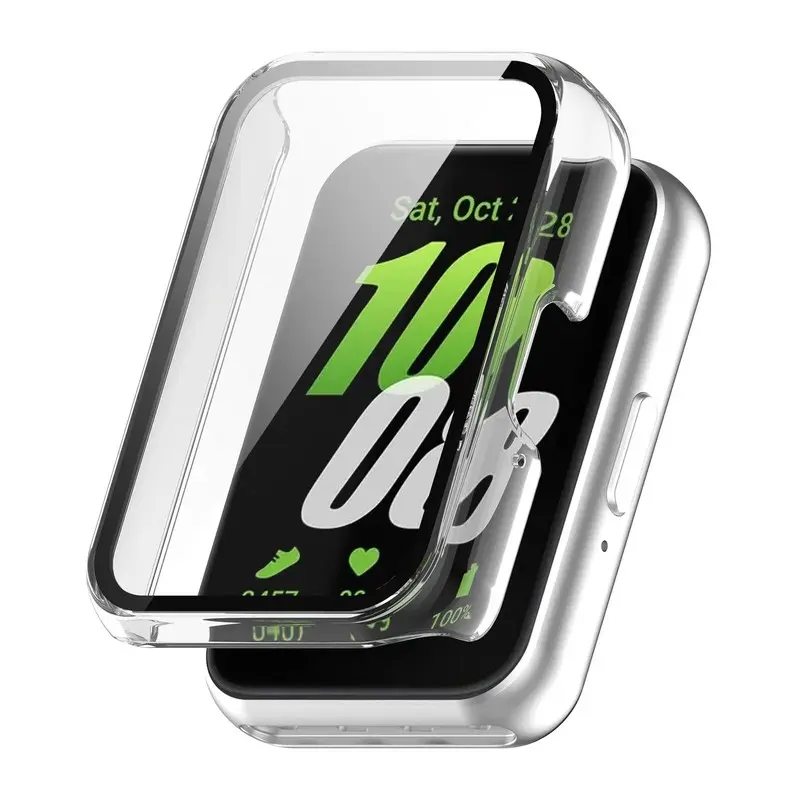 Samsung Galaxy Fit3와 호환되는 시계 케이스, 보호용 PC 프레임 페이스 커버 내장 강화 유리 화면 보호기, 스크래치