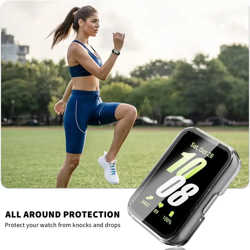 Samsung Galaxy Fit3와 호환되는 시계 케이스, 보호용 PC 프레임 페이스 커버 내장 강화 유리 화면 보호기, 스크래치
