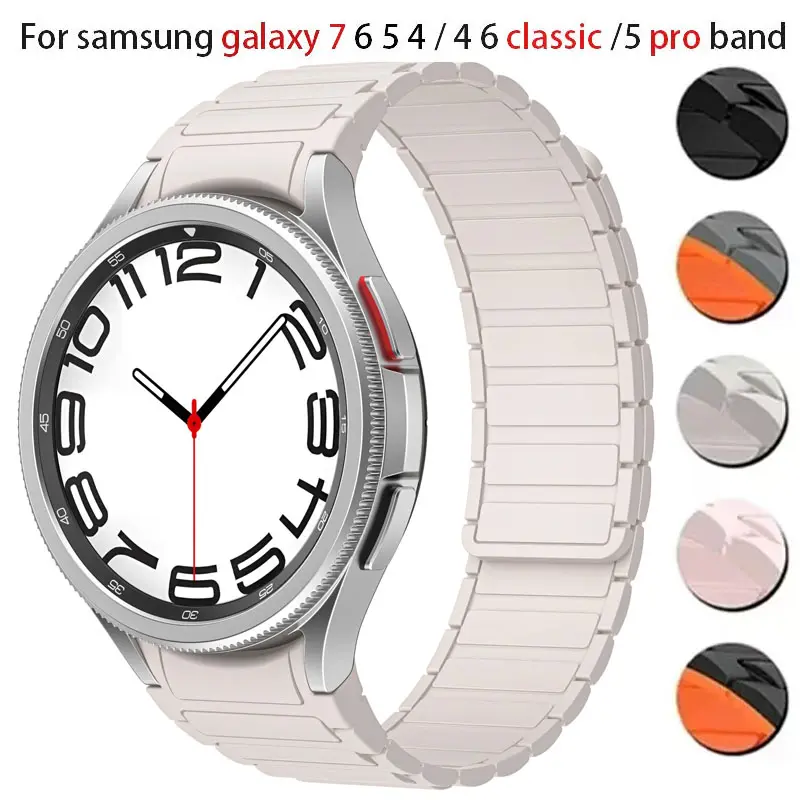 삼성 갤럭시 워치 7/6/5/4 40mm 44mm 4 6 클래식 42mm 46mm 47mm 43mm 마그네틱 스트랩 시계 5Pro 45mm