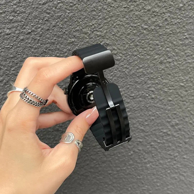 삼성 갤럭시 시계 7 6 5 40mm 44mm 조절 가능한 팔찌 시계 밴드 갤럭시 4 6 클래식 20/22mm 용 오션 실리콘 루프 스트랩