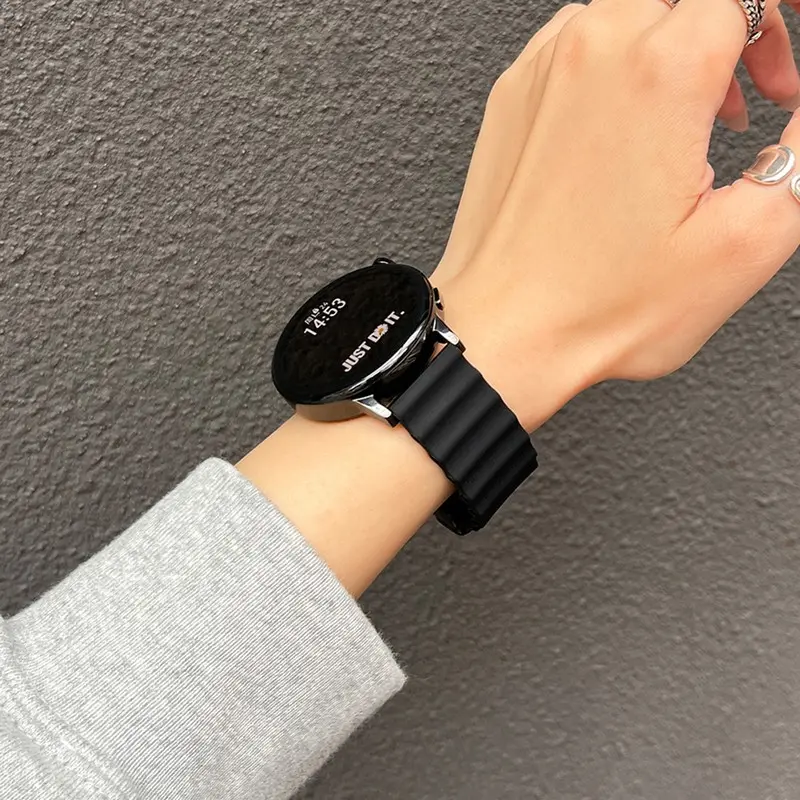 삼성 갤럭시 시계 7 6 5 40mm 44mm 조절 가능한 팔찌 시계 밴드 갤럭시 4 6 클래식 20/22mm 용 오션 실리콘 루프 스트랩