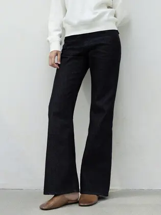 Long Line Regular-Flare Bootcut Denim - Deep Indigo