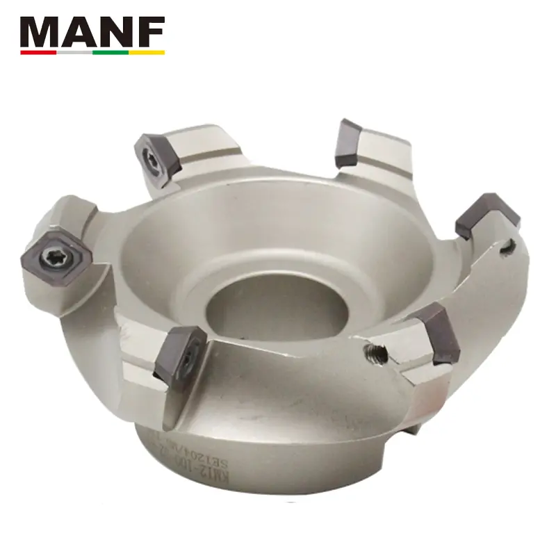 MANF 페이스 밀링 커터 KM12-50/63/80/100/125/160/200/250, 45도 각도로 설계된 인덱서블 페이스 엔드 밀