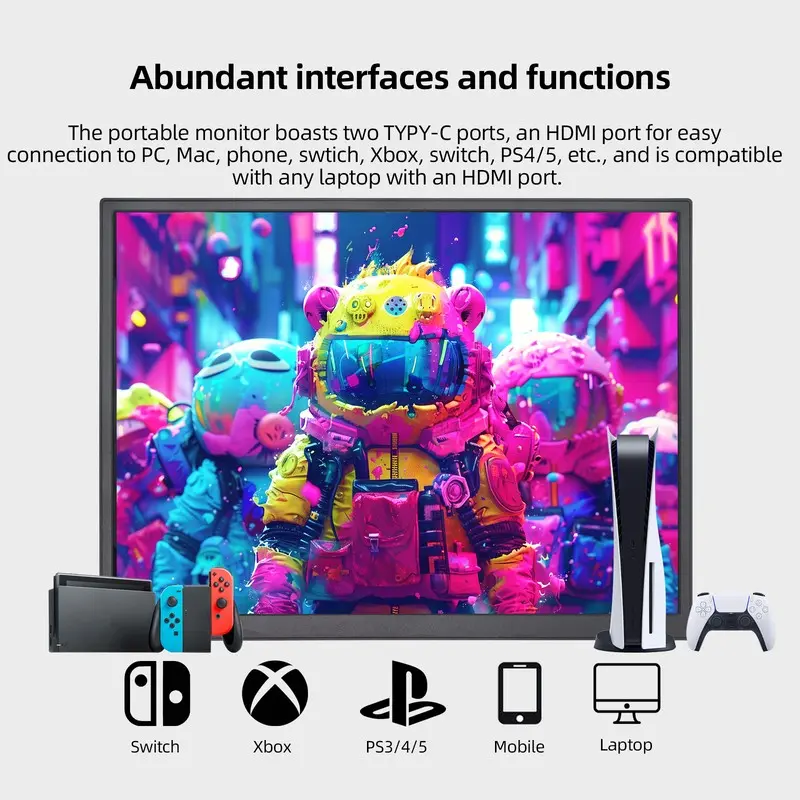 ZSUS 10.5 인치 휴대용 모니터, 1280P 100% sRGB 15:10, 로우 블루 라이트, Xbox PS4 / 5 스위치 휴대폰 PC