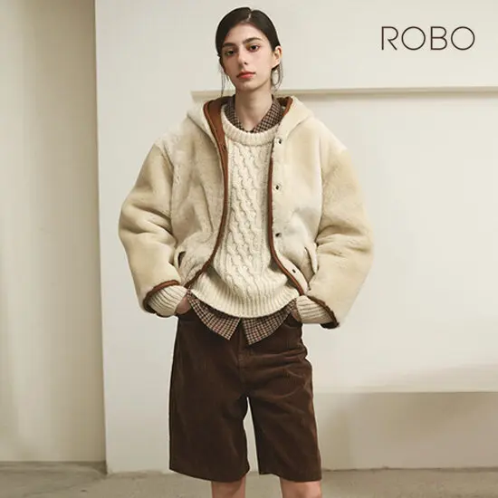 [ROBO] 로보 25FW 리버시블 후드 숏 무스탕