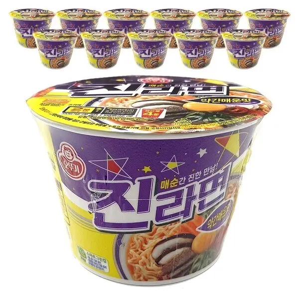 오뚜기 진라면 약간매운맛 큰컵 110g x 12개