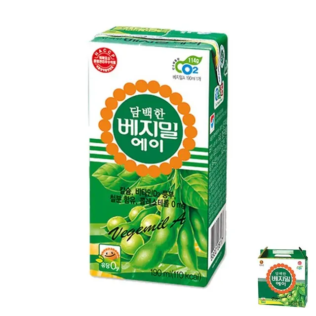 베지밀 에이 담백한 두유, 190ml, 32개