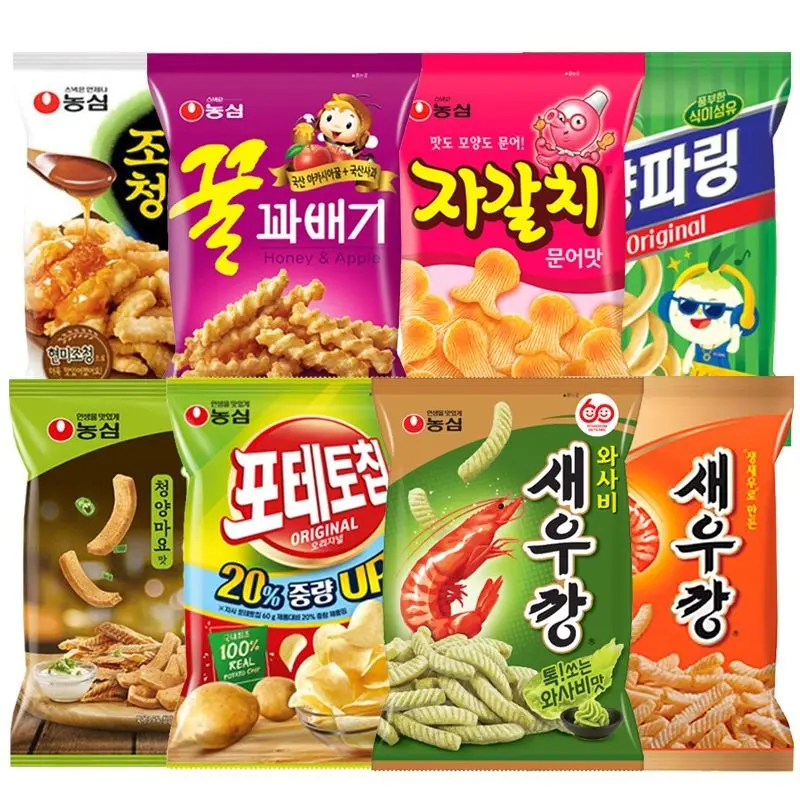 [농심][딜크릿] 포테토칩4봉+새우깡4봉+꿀꽈베기4봉+조청유과4봉