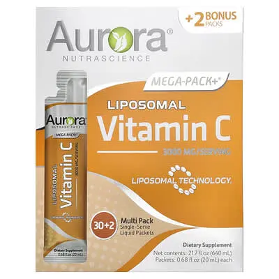 Aurora Nutrascience (오로라 뉴트라사이언스), Mega-Pack+ 리포소말 비타민C, 32팩, 각 20ml(0.68fl oz)