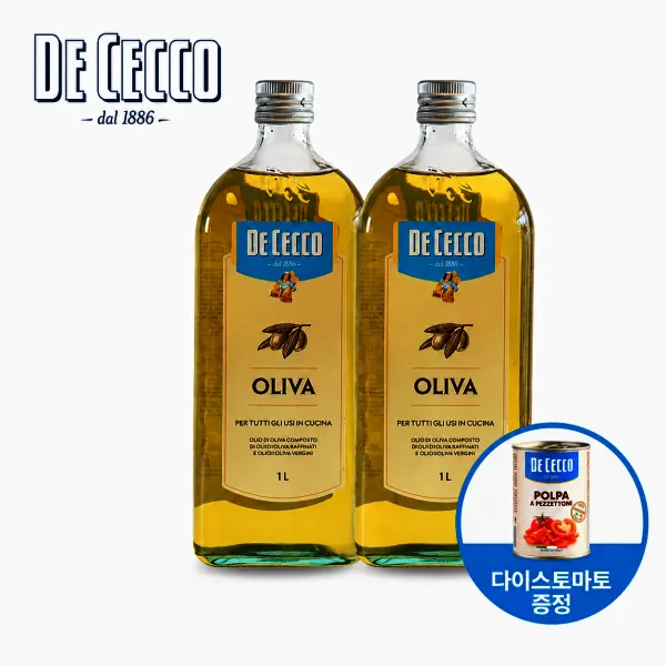 데체코 엑스트라 1L 2병 + 증정 데체코 다이스 토마토 400g 2개