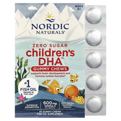 Nordic Naturals (노르딕 내추럴스), 어린이용 DHA™ 구미젤리 츄, 만 3세 이상, 트로피컬 펀치, 구미젤리 30개(구미젤리