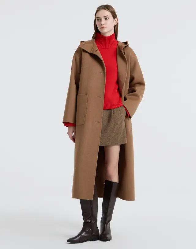 카멜 울캐시 후드 롱코트 VLCO4D411CM