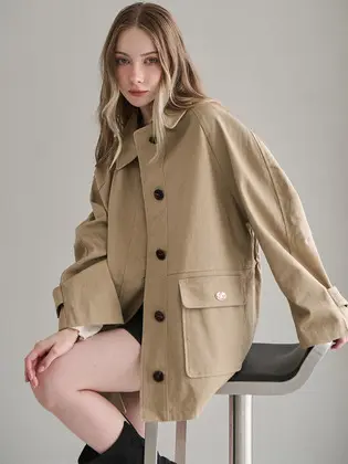 [슬로우롤리][10차] Metal emblem half trench coat