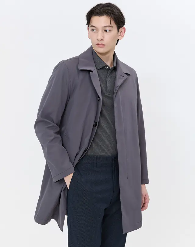 남성 차콜 그레이 히든버튼 폴리 하프코트 WHCO4A202CG
