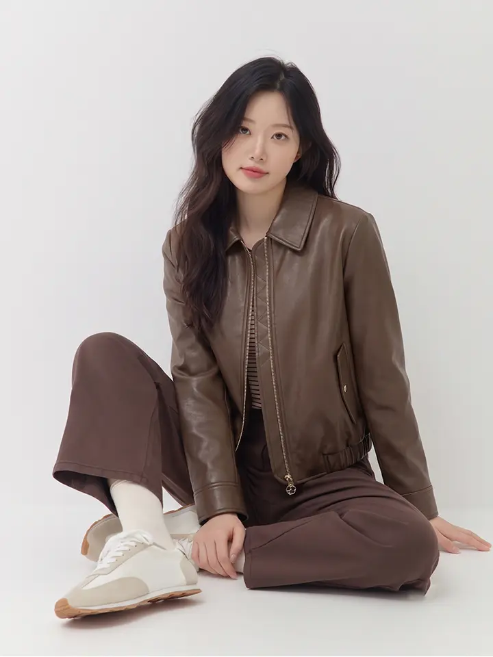 비건레더 스탠카라 집업 자켓 LCJKO921