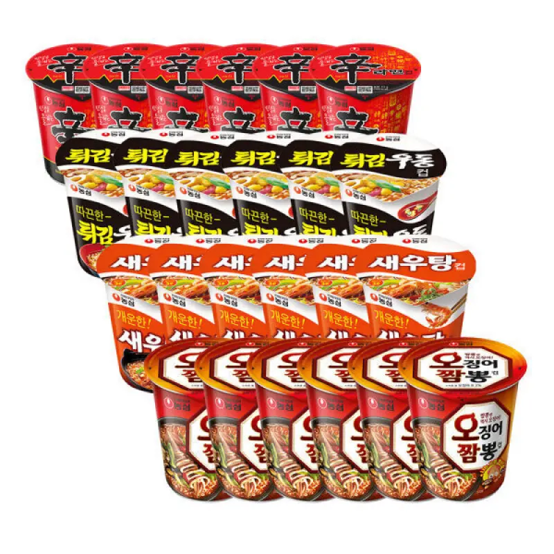 신라면+튀김우동+새우탕+오짬뽕 6입4개(총24개)