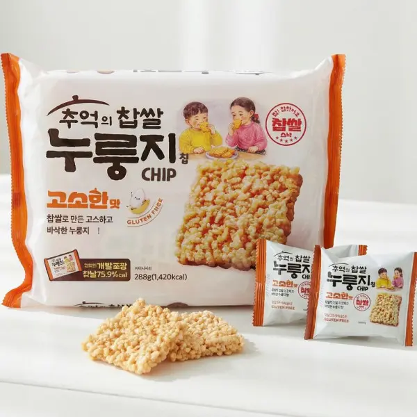 찹쌀누룽지 칩 고소한맛 x 3봉 (한봉당 12개 총 36개) 추억의 간식 개별포장