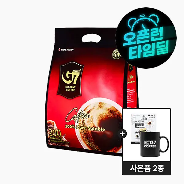 (카드할인26530원+증정품)베트남 블랙커피 2g x 200개입 +G7전용 머그컵 +샘플KIT 제공
