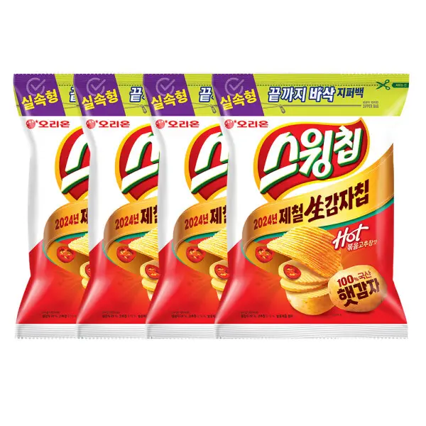 오리온 스윙칩 볶음고추장 지퍼백_244g X 4개