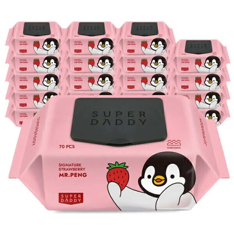 물티슈 (전고객 핫딜 18800원) 70평량 슈퍼대디 미스터펭 딸기 70매 20팩