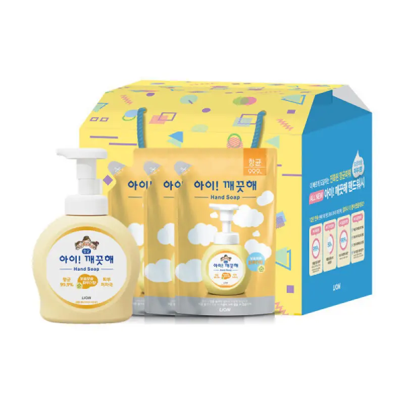 아이깨끗해 핸드워시 선물세트 본품 용기 490ml1개+리필 450ml 3개