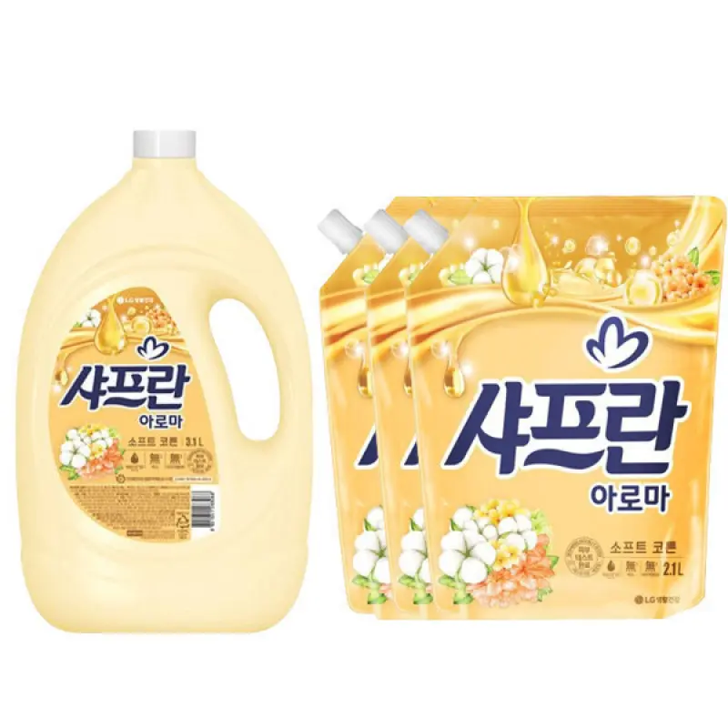 샤프란 섬유유연제 소프트코튼 3.1L + 2.1L 3개