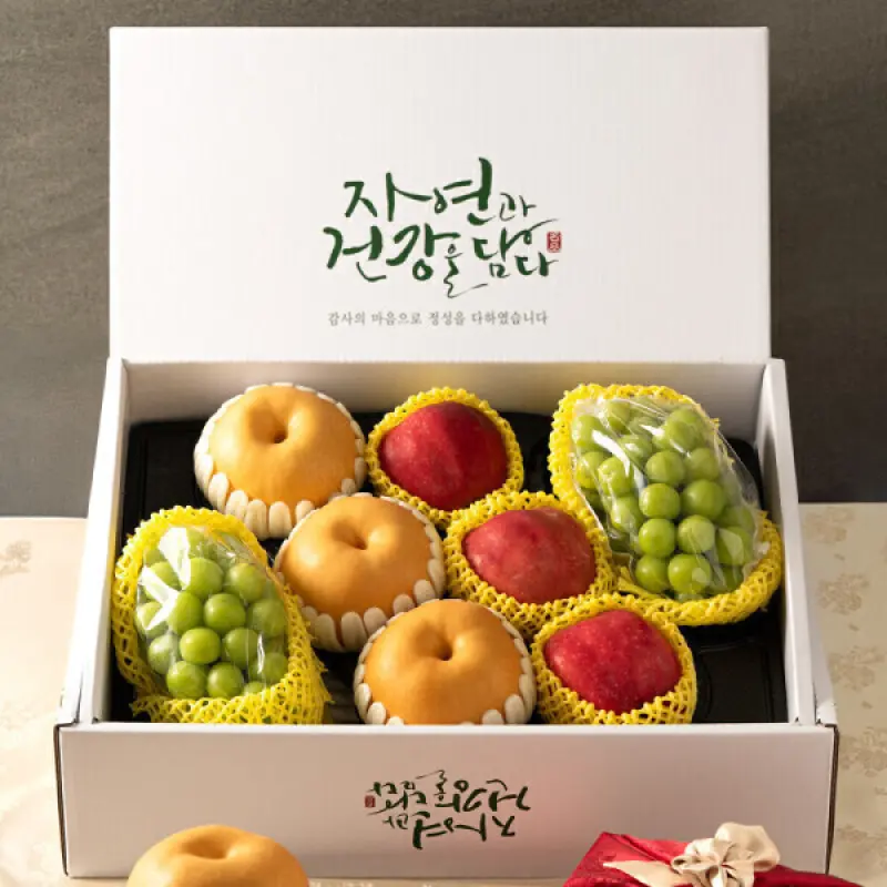 혼합 과일선물세트 (사과3+배3+샤인머스캣2) (실속형) 고급보자기 무료증정