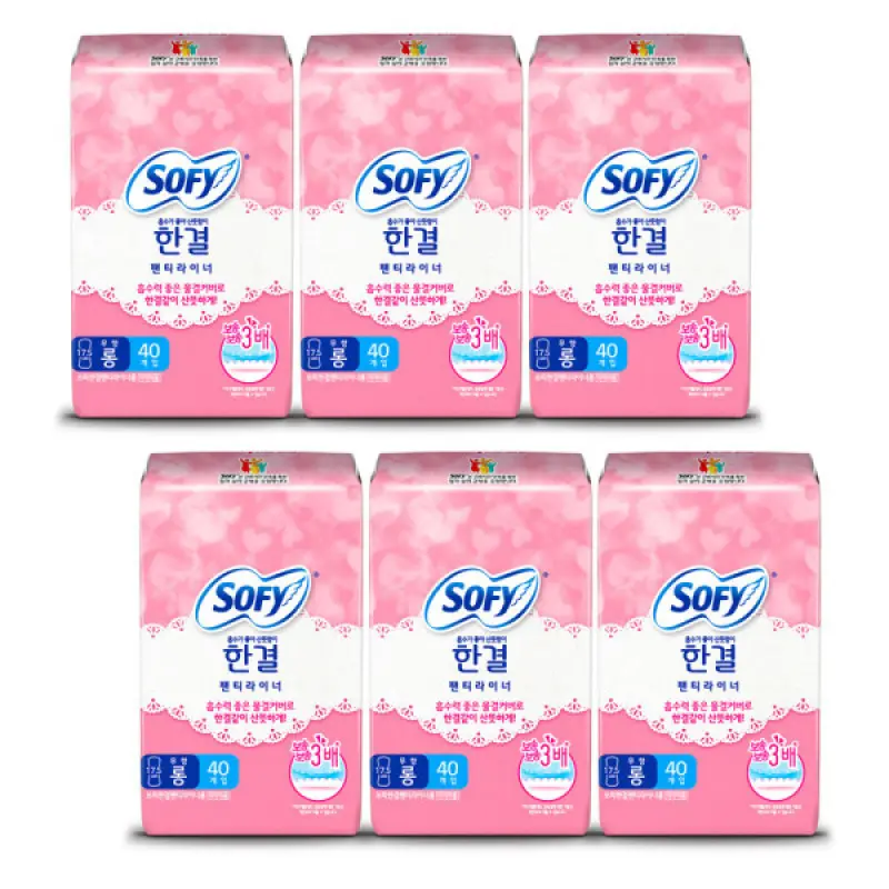 쏘피 바디피트 한결 팬티라이너 롱(무향) 40P x 6개