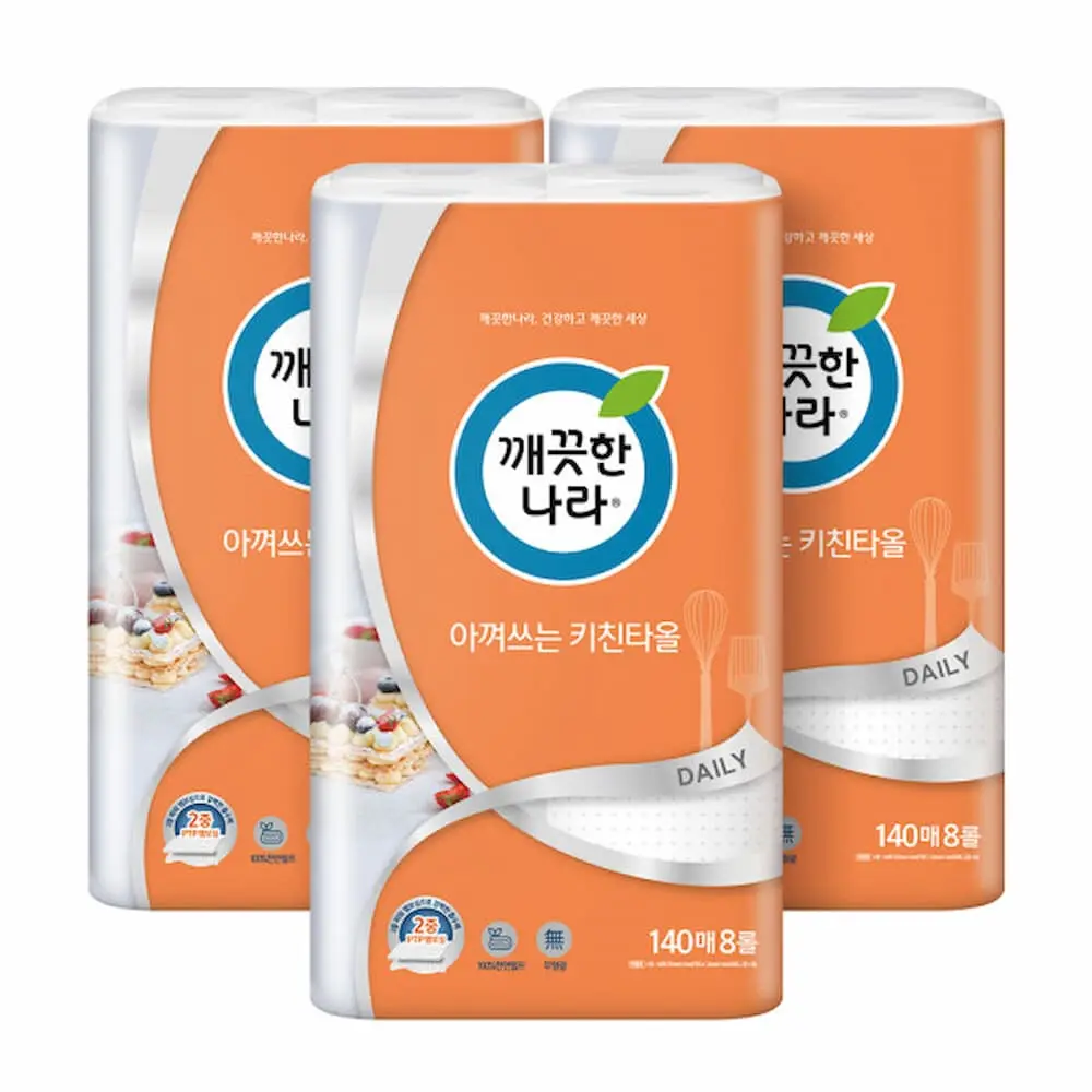 깨끗한나라 아껴쓰는 키친타올 140매 8롤 3팩 (17,633원/무료)