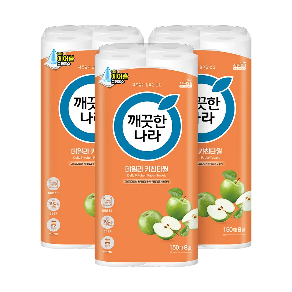 깨끗한나라 데일리 키친타올 150매 8롤 3팩 (26,900원/무료)