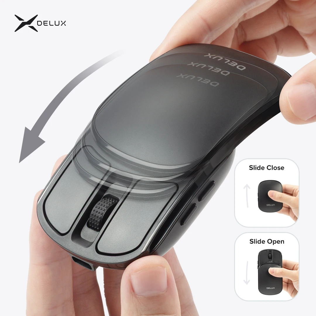 [알리] Delux 포켓 접이식 마우스 무선 2.4G Bluetooth5.2 무음 (23,945원/무료) 11.32$
